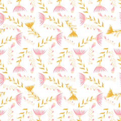 Fototapeta premium pastel wild flowers seamless repeat pattern
