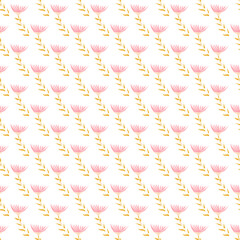 pink wild flowers seamless repeat pattern