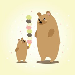cute bears with big ice cream