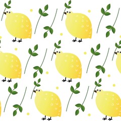 bird in the form of a lemon with a green branch