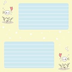 notepad sheet with fish illustration