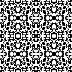 Seamless baroque pattern with floral elements. Black and white. Vector illustration.