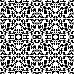 Seamless baroque pattern with floral elements. Black and white. Vector illustration.