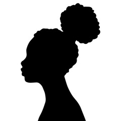 Woman Head Black and White Vector Silhouette. Beautiful Girl Fashionable Haircut style. Simple Elegant Woman Silhouette Icon Isolated.