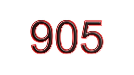 red 905 number 3d effect white background