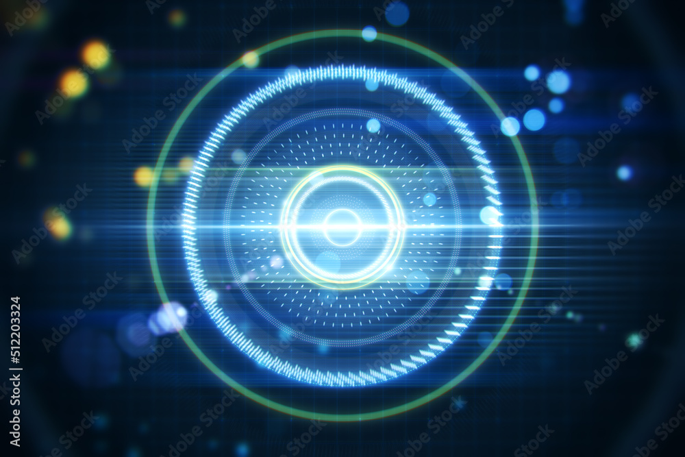 Aufkleber creative blurry dark lens or round interface background with grid and blurry bokeh circles. space, s