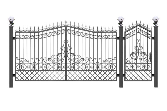 Forged gates and door with ornament.
