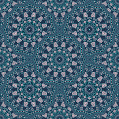 Round medallion vector seamless pattern.