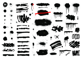 Spray paint isolated vector abstract elements 
Lines and drips set,stains and splashes of paint , street style graffiti - obrazy, fototapety, plakaty