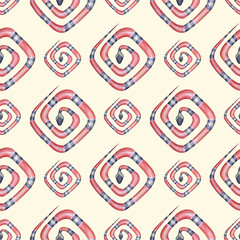 Coral snakes Micrurus lemniscatus geometric seamless pattern