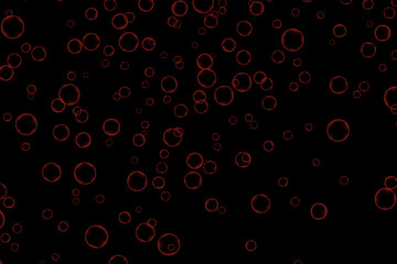 Red air Bubbles, oxygen, champagne crystal clear isolated on a black background of modern design. Vector illustration of EPS 10.