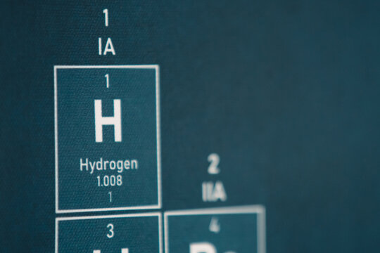 Un concept repr&eacute;sentant l'hydrog&egrave;ne comme source d'&eacute;nergie &eacute;cologique sous la forme du tableau p&eacute;riodique des &eacute;lements