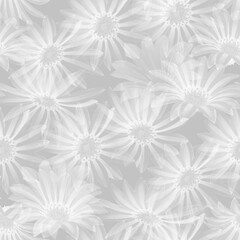 Seamless pattern with gray flowers