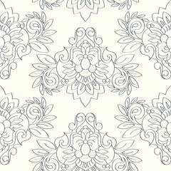 seamless botanical pattern of painted oriental motifs