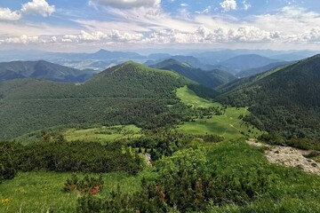 Slovakian mountains Little Fatra from the peak of Velky Rozsutec