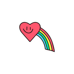 Love and rainbow, illustration for t-shirt, street wear, sticker, or apparel merchandise. With doodle, retro, and cartoon style.