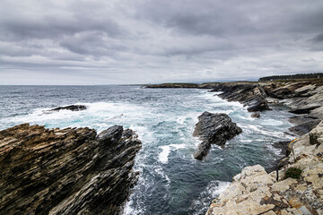 View of Os Castros beach, Ribadeo, Lugo, Galicia, Spain.