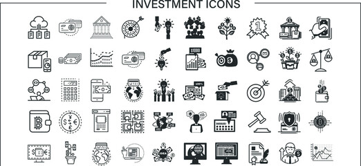 A thin line black icon collection is used for UI design icons and also used for website design isolated on white background.