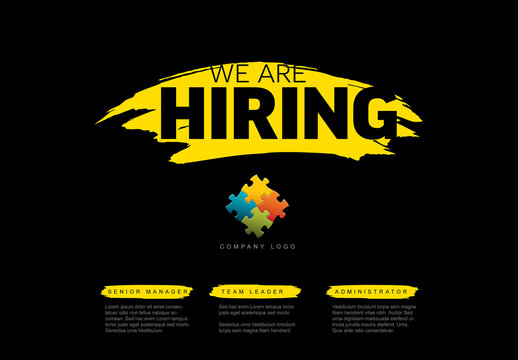 We Are Hiring Minimalistic Flyer Layout with Big Smudge and Company Logo Placeholder
