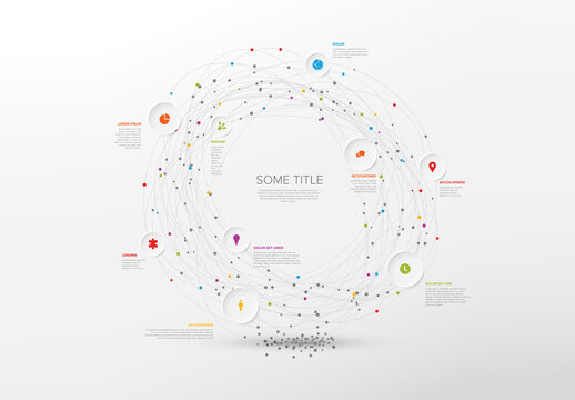 Simple Infographic with Circle Icons Elements on Abstract Circle Paths