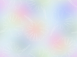 Seamless pattern with white silhouettes of flowers on a pink background.