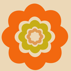 Gran conjunto de flores retro Cara sonriente Colección de diferentes flores en estilo hippie Ilustración