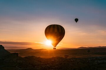 Balloon flight over Cappadocia, Turkey, during sunrise