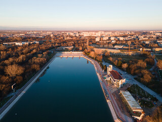 Aerial view of Rowing Venue in city of Plovdiv, Bulgaria