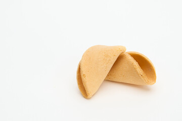 opened fortunes cookie isolated on white 