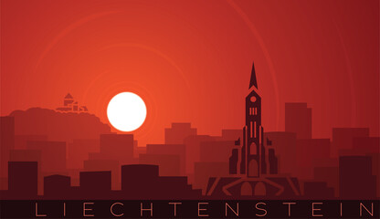 Liechtenstein Low Sun Skyline Scene