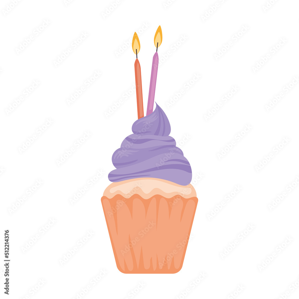 Poster birthdat cupcake with candles icon