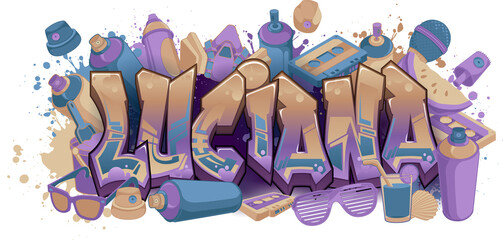 Fototapeta Graffiti Styled Urban Street Art Tagging Design - Luciana obraz