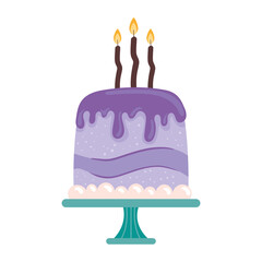 lilac cake with candles