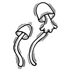 Hand drawn mushrooms. Doodle style element. Sketched design