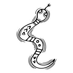 Hand drawn snake. Animal silhouette. Element of esotericism, mysticism, witchcraft