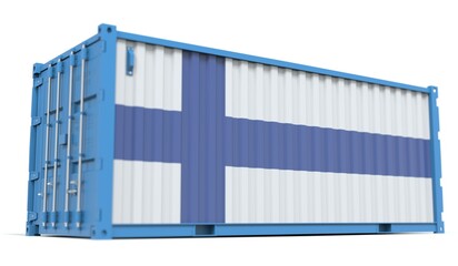 Cargo container with flag of Finland on the side, 3d rendering