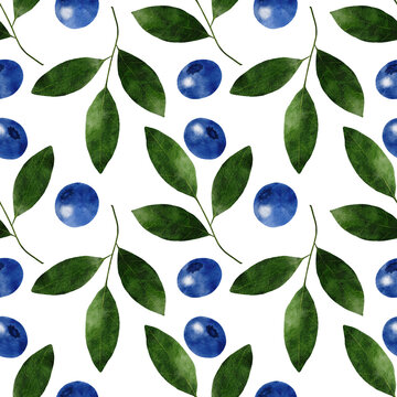 Seamless pattern with watercolor wild berries. © Melamory