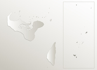 Tonga map, card paper 3D natural, blank