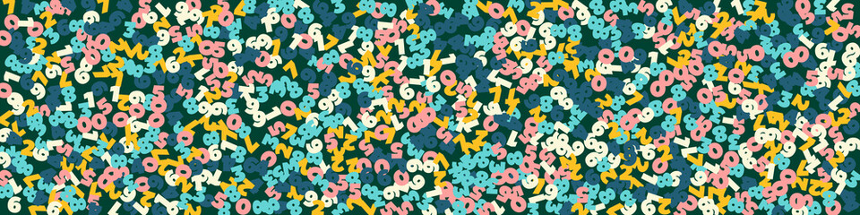 Falling pastel numbers. Math study concept with flying digits. Delightful back to school mathematics banner on blackboard background. Falling numbers vector illustration.