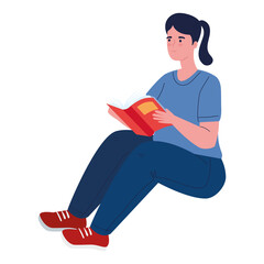 woman seated reading book