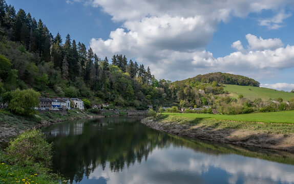 River Wye in Tintern in Wales - natural border between Wales and England
