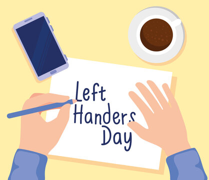 hand writing left handers day lettering - Powered by Adobe