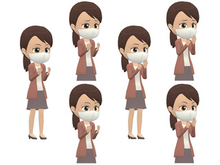 [Surprise A] African American Woman cardigan ponytail oblique angle