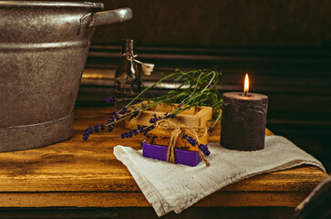 homemade soap. different objects lie on the table, still life, making soap at home