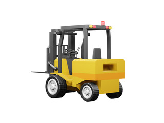Forklift for use in warehouse vehicle model Forklift 3D rendering isolated on white backgrounds with clipping path illustration 3D rendering