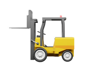 Forklift for use in warehouse vehicle model Forklift 3D rendering isolated on white backgrounds with clipping path illustration 3D rendering