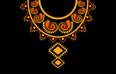 Necklace Geometric Ethnic oriental pattern traditional .flower embroidery design for fashion women.background,wallpaper,clothing and wrapping.