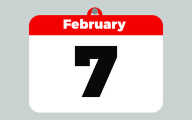 February, 7. White and red calendar.
