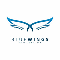 Fototapeta premium blue wing logo design