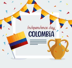 Foto op Canvas colombia independence day lettering template © Gstudio